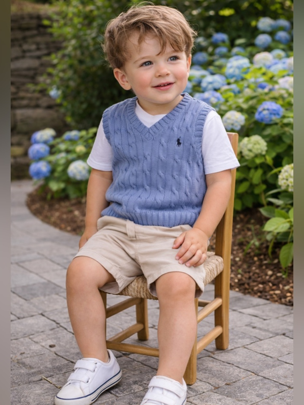 Polo Ralph Lauren Boys Cable Knit Sweater Vest Blue Size 7